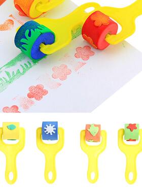 4Pcs Sponge Roller Stamper Foam Paint Crafts Stamps Kids Chi