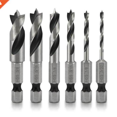 6 Pieces Brad Point Stubby Drill Bit for Home Daily Decorati