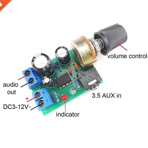 LM386 10W Audio Amplifier Board Mono 3.5mm DC 3-12V Volume C