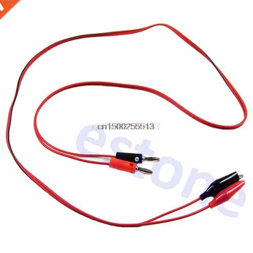 1M Red 1 Set Alligator Test Lead Clip To Banana Plug Probe 1