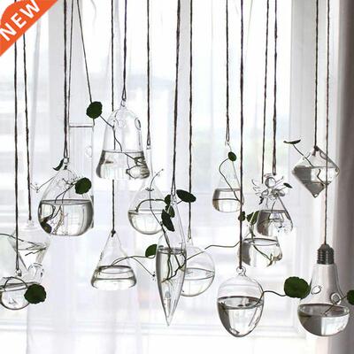 Home Planters Clear Glass Flower Plant Stand Hanging Vase Ba