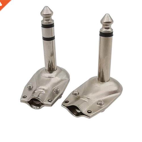 10Pcs 90 Degree 6.35mm 2/3 Pole Stereo/Mono Plug Jack Adapte