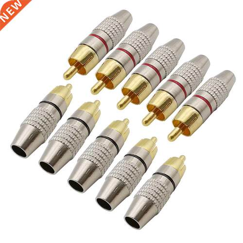 10Pcs RCA Male Plug Non Solder AV Audio Video Lotus Type RCA