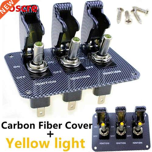 1PCS 3X12V Carbon cap Yellow light LED Safety Cover Aircraft
