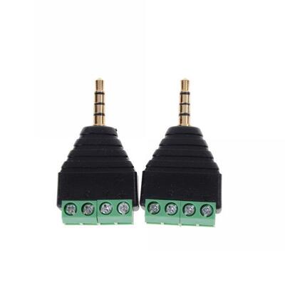 2pcs Connectors .5mm Stereo Male Plug To AV Screw Video Bal