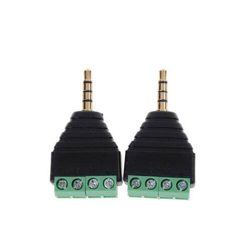 2pcs Connectors .5mm Stereo Male Plug To AV Screw Video Bal