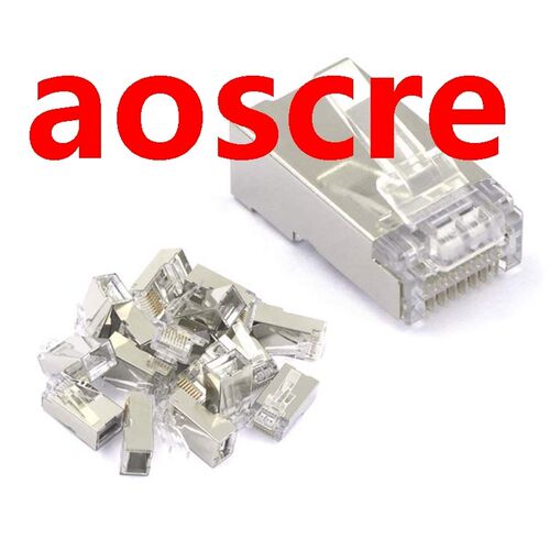 100Pcs RJ45 Shielded Connector Cat6 3U Hole Network RJ45 Eth