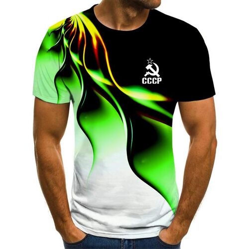 New Men's T-shirt Summer CCCP Russia T-shirt Male Soviet Uni