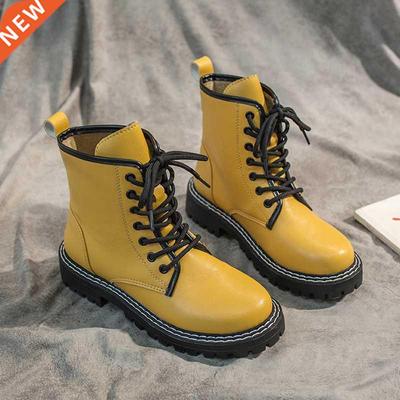 Yellow Black Combat Boots For Women Glitter Leather Boots N