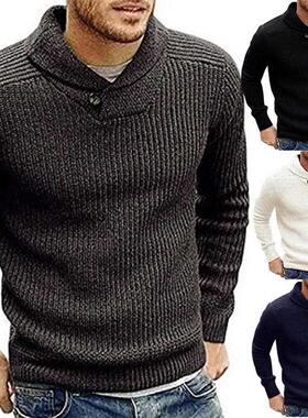 Autumn Wnter Sweater Men Lapel Collar Long Sleeve Sweaters