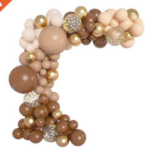 126Pcs Coffee Brown Balloon Garland Beige Apricot Nude Caram