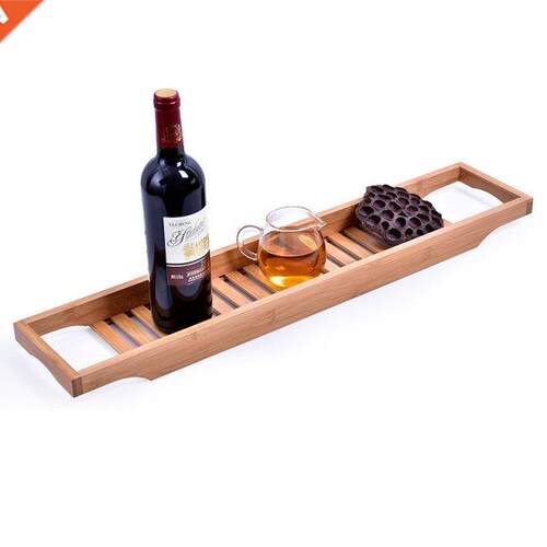 Bamboo Bathtub Rack Bath Tray Caddy Shelf Shower Tub Book Tr