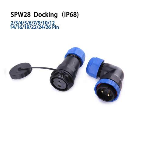 SP28 IP68 Docking Elbow waterproof connector male female wir