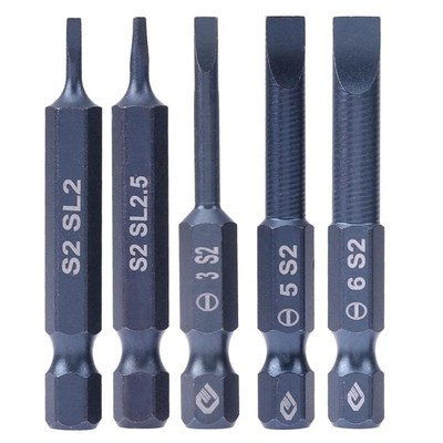 10pcs 50mm Magnetic Non Slip Slotted Screwdrivers Drill Bits