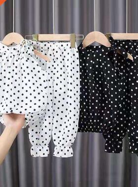 2PCS Baby Girls Clothing Sets Summer Sleeveless Polka Dot Ki