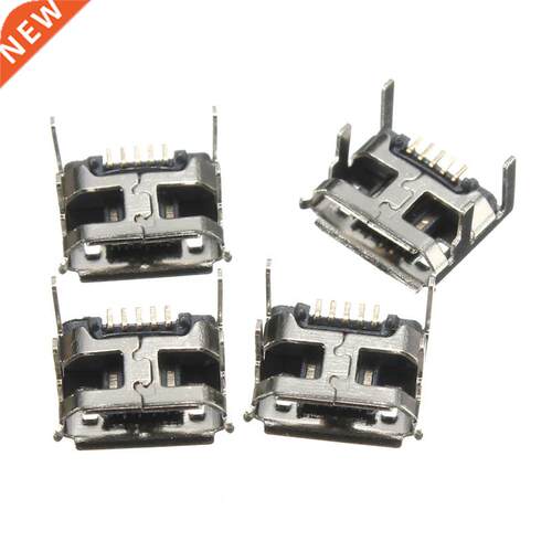 10x Micro USB Jack Type B Female Socket 4 Vertical Legs Fixe
