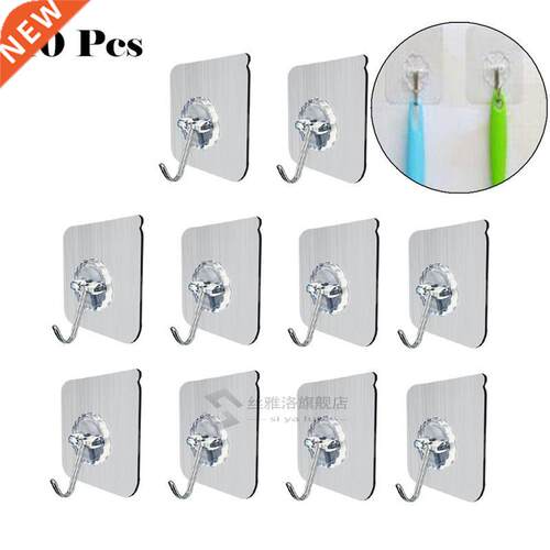 10pcs Adhesive Hooks Waterproof Wall Hooks No Nail y Hangers