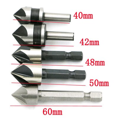 5 Pcs 82 Degree Chamfer Angle HSS 5 Flute Countersink Drill