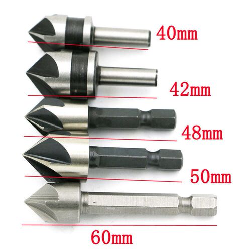 5 Pcs 82 Degree Chamfer Angle HSS 5 Flute Countersink Drill