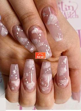 24pcs/set Extra Long Coffin Fake Nails Beauty Butterfly