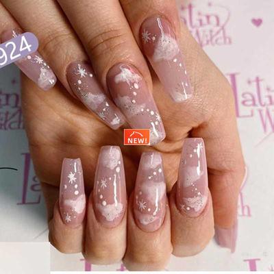 24pcs/set Extra Long Coffin Fake Nails Beauty Butterfly