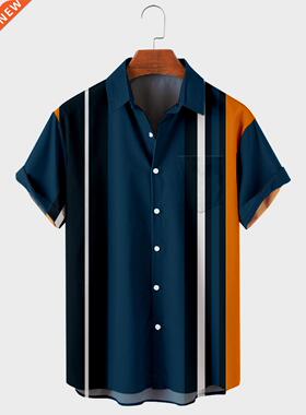 2022 New High Quality Hawaiian Men's Shirts Geometric St