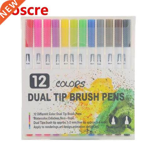 12 Colors Marker Liner Drawing Watercolor Marker Pens Twin H