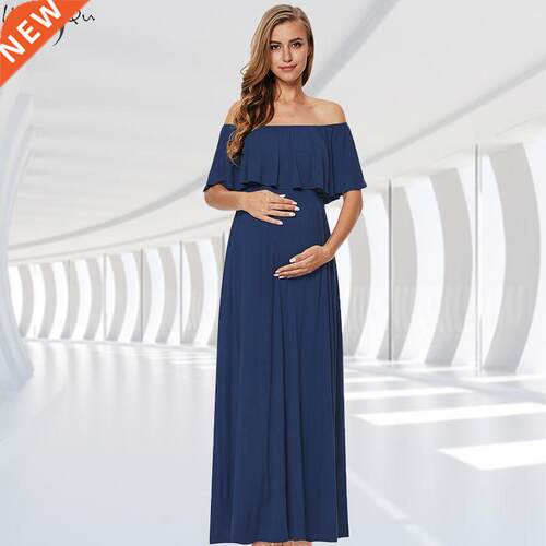 Liu&Qu Maternity Photography Long Dress Ruffles Off Shou
