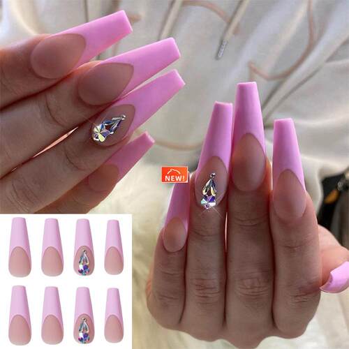 24Pcs/Set Newest Colored False Nails Wearable Round Head