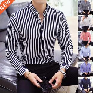 Cotton Oxford Mens Shirts High Quality Striped Business Casu