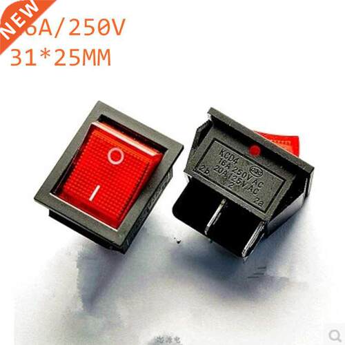 31mm*25mm Red 4 Pin Light On/off Boat Button Switch 250V 16A