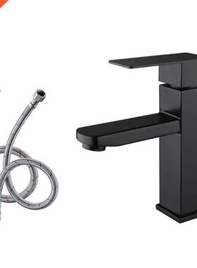 Matte Black Single Handle Bathroom Sink Faucet, Stainless St