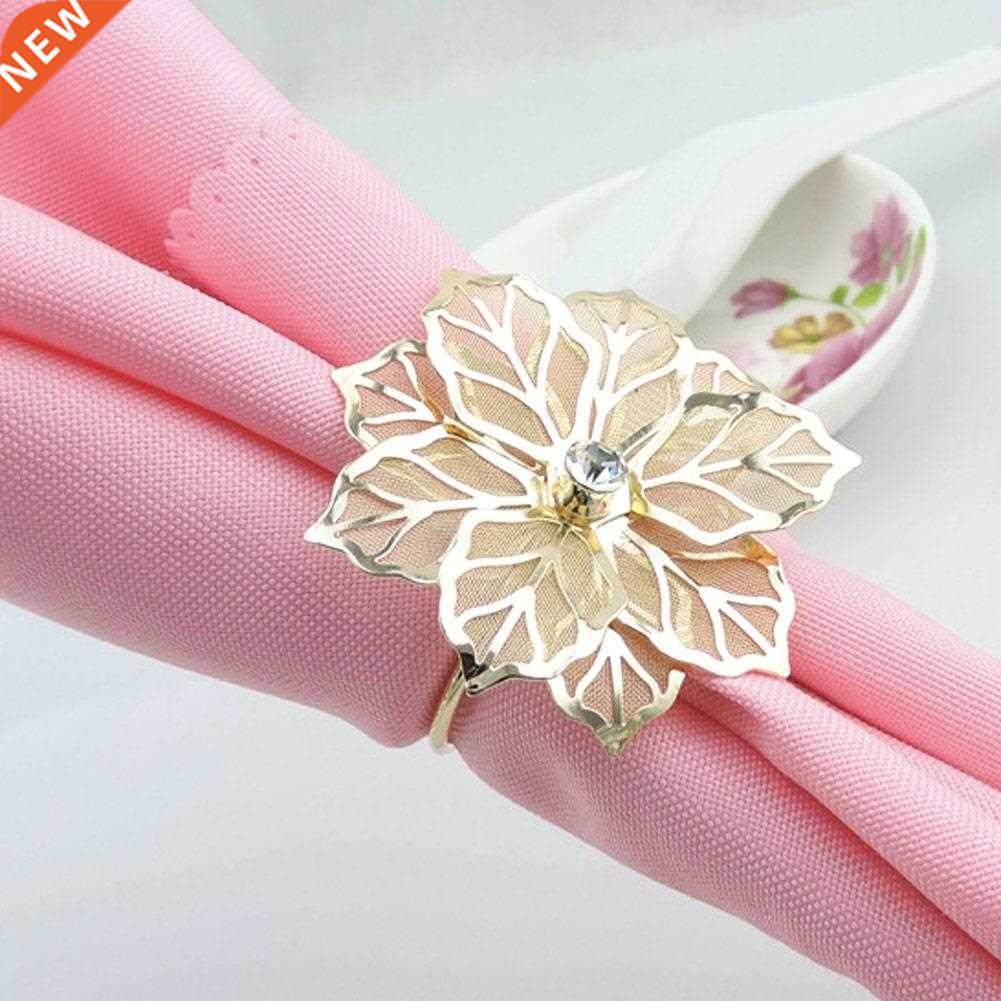 6Pcs Napkn Rngs wth Hollow Out Flower for Weddng Banquet
