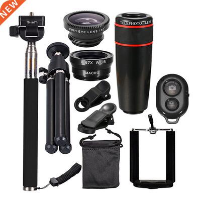 12X Zoom Telephoto Lens Phone Telescope Clip Lens Kit Blueto