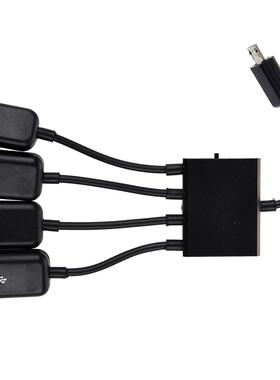 Black USB 4-port Micro Power Cargo OTG Hub Cable adapter