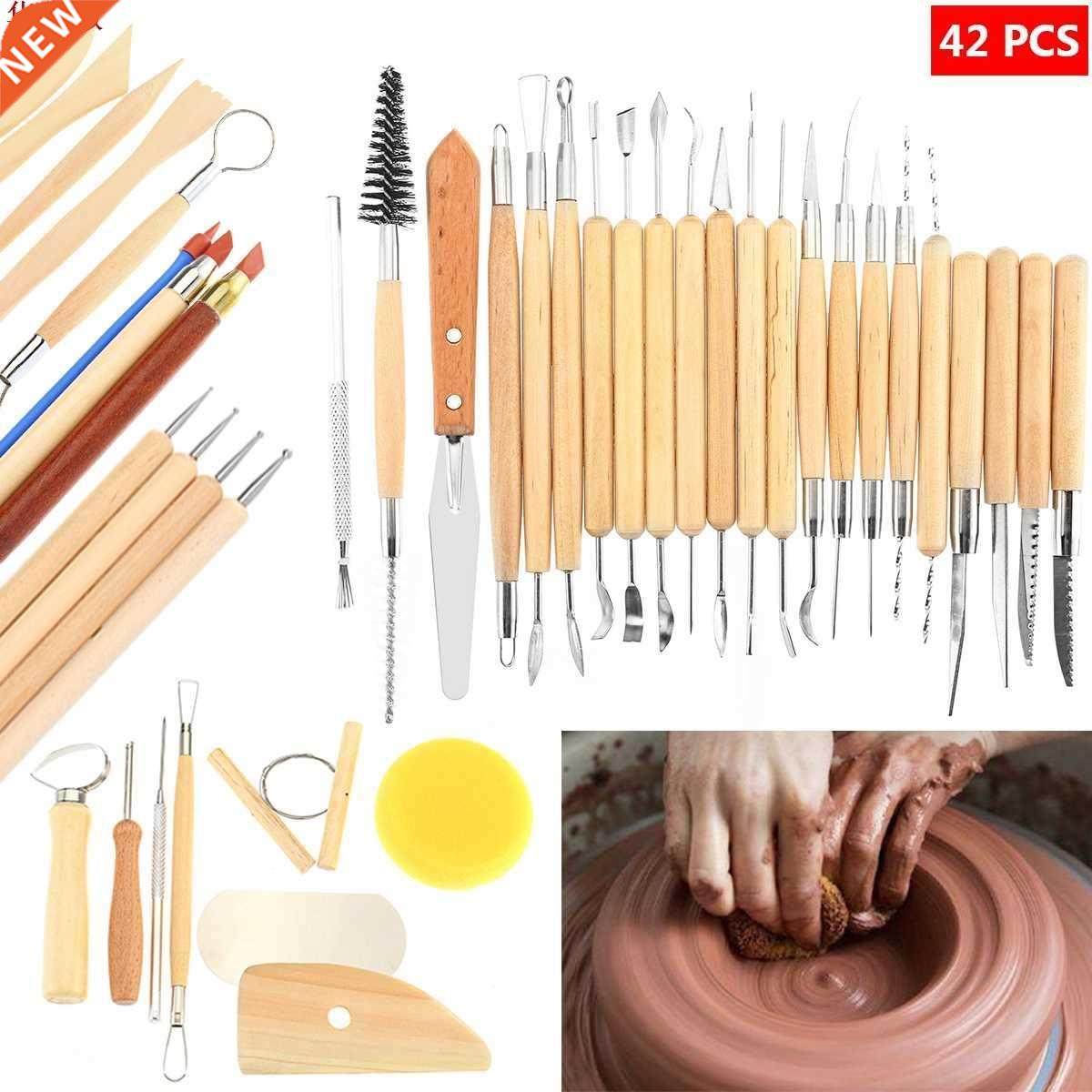 42 Pcs Wooden Clay Sculpting Tools Pottery Carving Clay Scul
