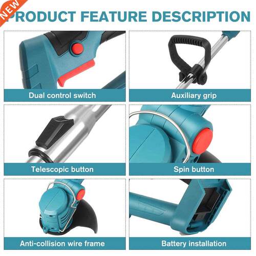 21V Electric Lawn ower 900W Cordless Grass Trier Length A