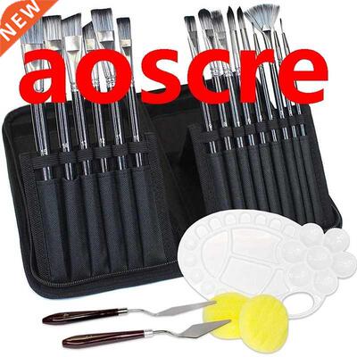 Art Paint Brushes Set ,15 Paint Brushes, 2 Palette Knives,2