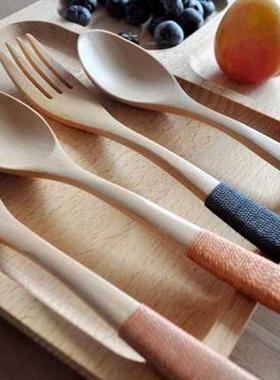 Japanese style 2pcs Wooden dinnerware set bamboo k spoon tab