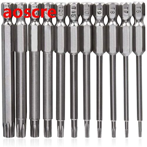 11pcs Torx Screwdriver Bits Set With Hole T6 T8 T9 T10 T15 T