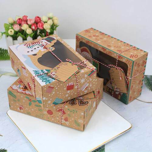 Krt Paper ox Clear Christmas Cookies Snacks Package Gift