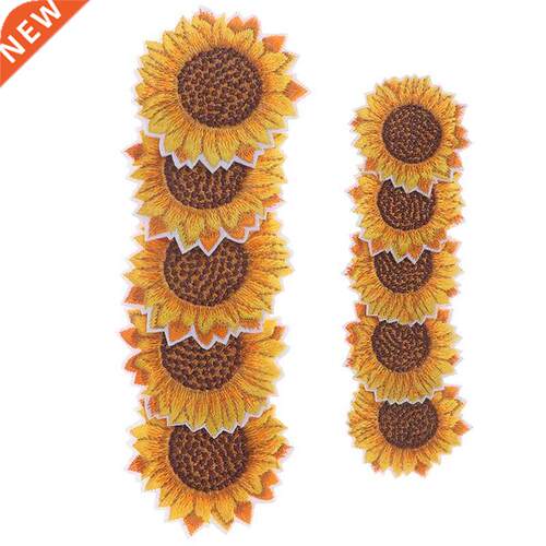 5pcs/lot DIY Embroidered Sunflower Patch Iron On Sew On Flow