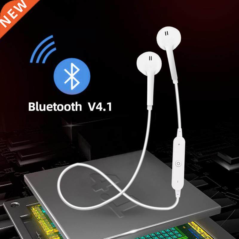 S6 Wireless Earphone music headset Phone Neckband sport blue