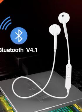 S6 Wireless Earphone music headset Phone Neckband sport blue