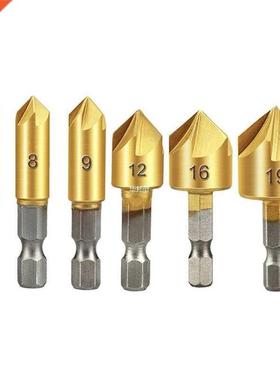 6pcs 5 Flute Chamfer Countersink 1/4
