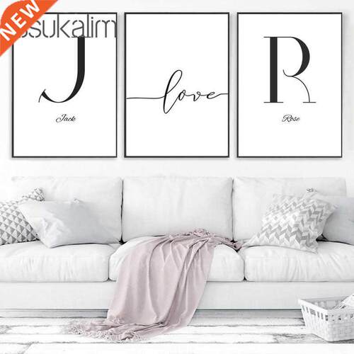 Initial Name Custom Personal Wall Canvas Painting Prints Bla