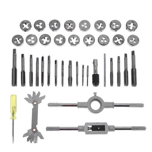 40Pcs Fine Carbon Steel Tap and Die Set Metric Tapping Threa