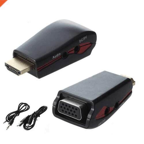 HDMI to VGA Adapter with Cable Power Male To Female 1080p HD