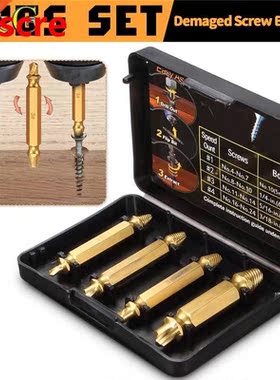 4pcs Titanium Coated Double Side Damaged Screw Extractor Dri