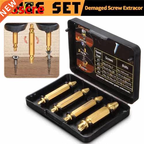 4pcs Titanium Coated Double Side Damaged Screw Extractor Dri